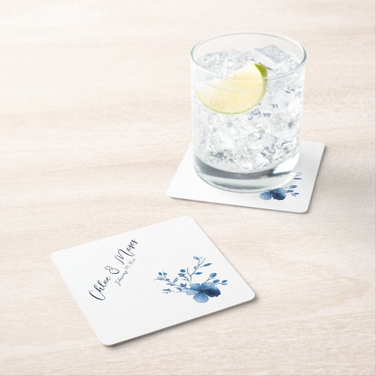 Blauw, Bloesem Bloesem, klein, Kartonnen Onderzetters (Insitu)