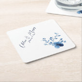 Blauw, Bloesem Bloesem, klein, Kartonnen Onderzetters (Schuin)