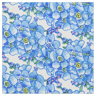 Blauw bloesem-bloesem-weefsel met een 'vergeet-me- stof