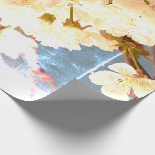  blauw bloesem cadeaupapier (Hoek)