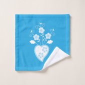 Blauw bloesem hart met bloemen patroon bad handdoek (Wasdoekje)