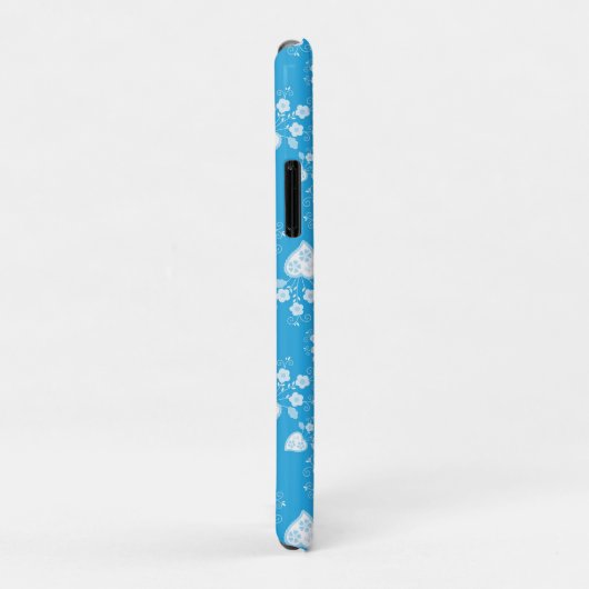 Blauw bloesem hart met bloemen patroon Case-Mate iPhone case (Achterkant/rechts)