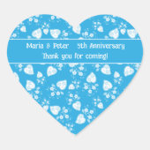 Blauw bloesem hart met bloemen patroon hart sticker (Voorkant)