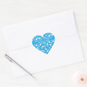 Blauw bloesem hart met bloemen patroon hart sticker