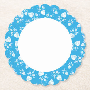 Blauw bloesem hart met bloemen patroon kartonnen onderzetters
