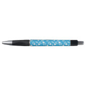 Blauw bloesem hart met bloemen patroon pen (Voorkant)