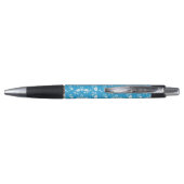 Blauw bloesem hart met bloemen patroon pen (Achterkant)