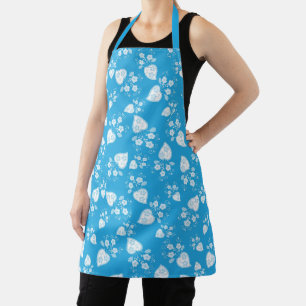 Blauw bloesem hart met bloemen patroon schort