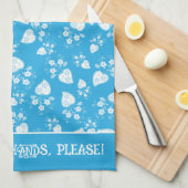 Blauw bloesem hart met bloemen patroon theedoek (Quarter Fold)