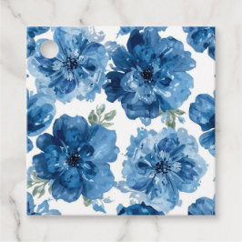 Blauw Bloesem Waterverf Bloem Botanisch Wit Bedankjes Labels