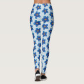 Blauw bloespatroon Aangepaste Leggings (Achterkant)