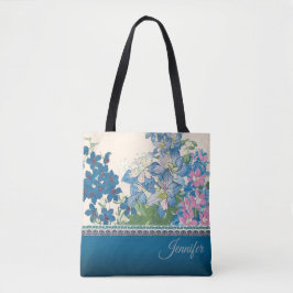 Blauw blokontwerp tote bag