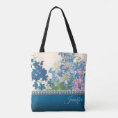 Blauw blokontwerp tote bag (Achterkant)