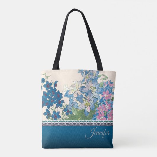 Blauw blokontwerp tote bag (Achterkant)