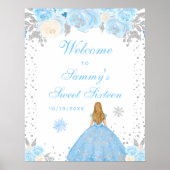 Blauw blond haar meisje lief zestien welkom poster (Voorkant)