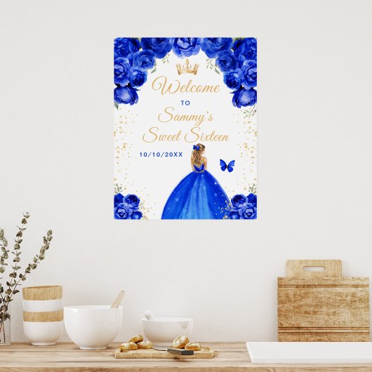 Blauw Blond Haar Prinses Zoet Zestien Welkom Poster (Keuken)