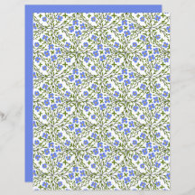 Blauw Blooms Ditsy Bloemen Patroon Papier Blad