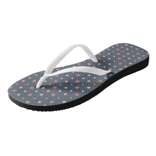 Blauw, blos en gouden stippen teenslippers (Schuin)