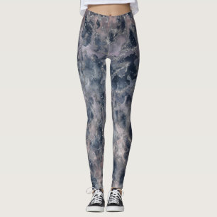 Blauw & Blos Roze Roze Abstracte Waterverf Vlek Leggings