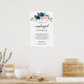 Blauw Blozend Bloemstuk Ongekoppelde Trouwceremoni Poster (Keuken)