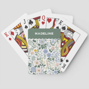 Blauw Blozende Cottagecore Wilde Bloem Naam Pokerkaarten
