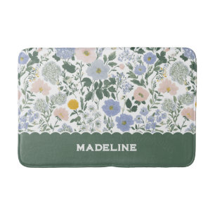 Blauw Blozende Cottagecore Wilde Bloemenweide Bloe Badmat