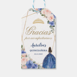 Blauw Blush Bloemen Quinceanera Favor Dank u Cadeaulabel