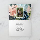 blauw blush bloemenfoto Afstuderen dank u Kaart (Binnen)