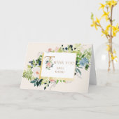 blauw blush bloemenfoto Afstuderen dank u Kaart (Gele Bloem)