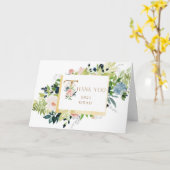 blauw blush bloemenfoto Afstuderen dank u kaart (Gele Bloem)