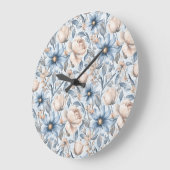 Blauw & Blush Botanisch Aquarel Grote Klok (Hoek)
