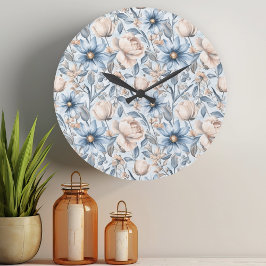 Blauw & Blush Botanisch Aquarel Grote Klok