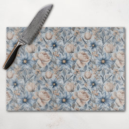 Blauw & Blush Botanisch Aquarel Snijplank