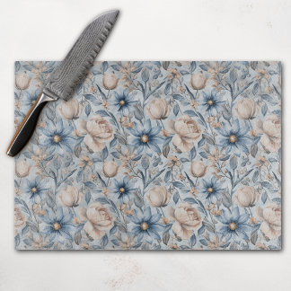Blauw & Blush Botanisch Aquarel Snijplank