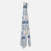 Blauw & Blush Botanisch Aquarel Stropdas (Voorkant)