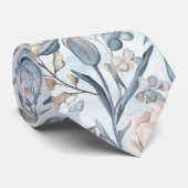 Blauw & Blush Botanisch Aquarel Stropdas (Opgerold)