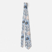 Blauw & Blush Botanisch Aquarel Stropdas (Achterkant)