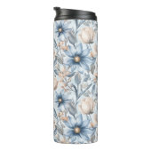 Blauw & Blush Botanisch Aquarel Thermosbeker (Geroteerd rechts)