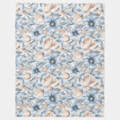 Blauw & Blush Botanisch Waterverf Fleece Deken (Voorkant)