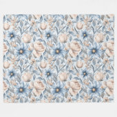 Blauw & Blush Botanisch Waterverf Fleece Deken (Voorkant (Horizontaal))