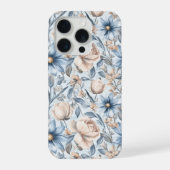 Blauw & Blush Botanisch Waterverf iPhone Hoesje (Achterkant)