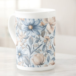 Blauw & Blush Botanisch Waterverf Porselein Kop