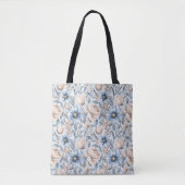 Blauw & Blush Botanisch Waterverf Tote Bag (Voorkant)