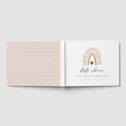 BLAUW BLUSH RAINBOW HEART KINDER BABY SHOWER GASTENBOEK (Volledig)