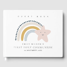 BLAUW BLUSH RAINBOW STAR KINDER EERSTE HOLY COMMUN GASTENBOEK