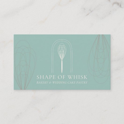 Blauw Blush Stijlvolle Whisk Logo Home Bakkerij Visitekaartje (Voorkant)