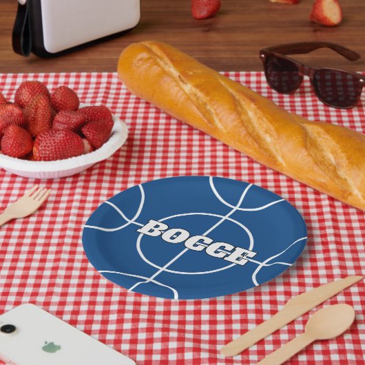 Blauw Bocce Ball Spel aangepaste papieren feestbor Bordje (Picknick)