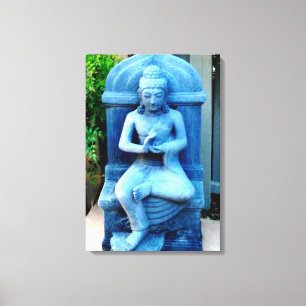 blauw boeddha - doek canvas afdruk