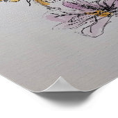 Blauw boedgie en rood roze Waterverf Poster (Hoek)