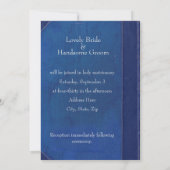 Blauw  Boek en Bookplate Huwelijksuitnodiging Kaart (Achterkant)